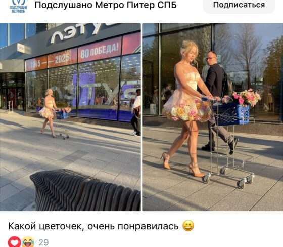 В центре города: загадочная девушка с цветами привлекла внимание прохожих